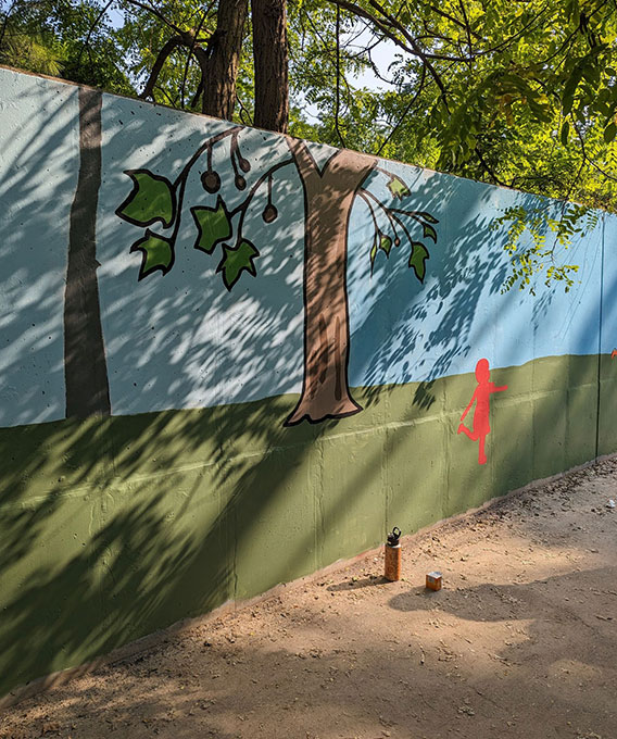 painted mural of a tree